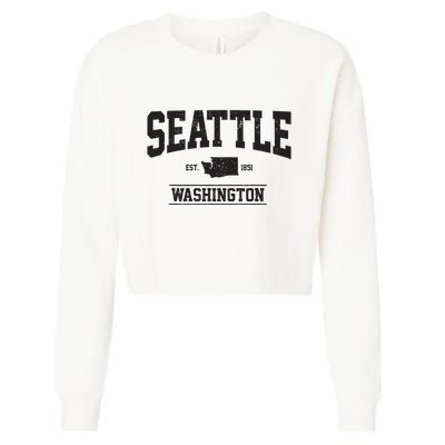 Seattle Washington Est 1851 State Map Souvenir Gift Cropped Pullover Crew