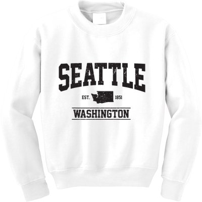 Seattle Washington Est 1851 State Map Souvenir Gift Kids Sweatshirt
