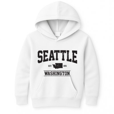 Seattle Washington Est 1851 State Map Souvenir Gift Kids Hoodie