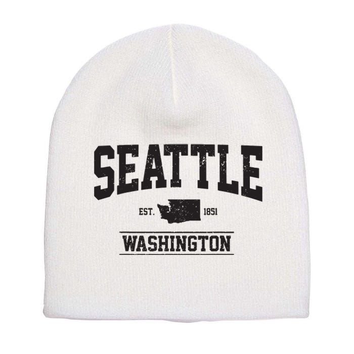 Seattle Washington Est 1851 State Map Souvenir Gift Short Acrylic Beanie