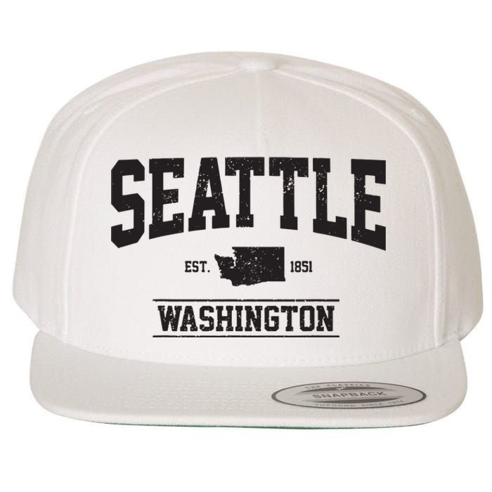 Seattle Washington Est 1851 State Map Souvenir Gift Wool Snapback Cap