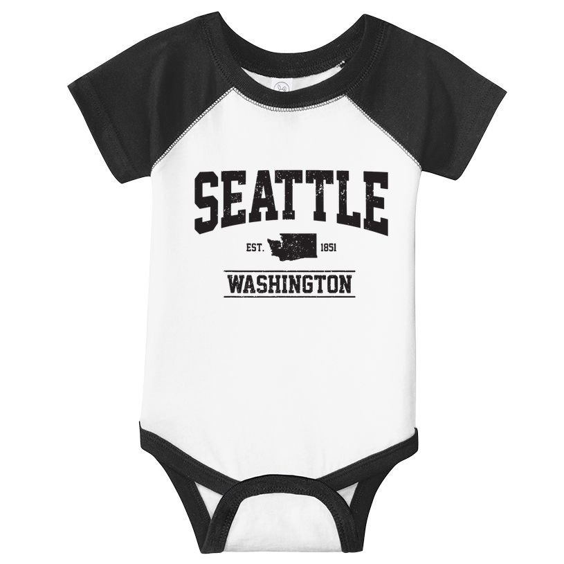 Seattle Washington Est 1851 State Map Souvenir Gift Infant Baby Jersey Bodysuit