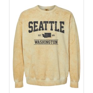 Seattle Washington Est. 1851 State Map Souvenir Gift Colorblast Crewneck Sweatshirt