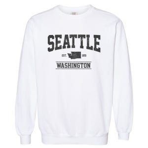 Seattle Washington Est. 1851 State Map Souvenir Gift Garment-Dyed Sweatshirt