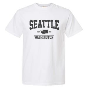 Seattle Washington Est. 1851 State Map Souvenir Gift Garment-Dyed Heavyweight T-Shirt