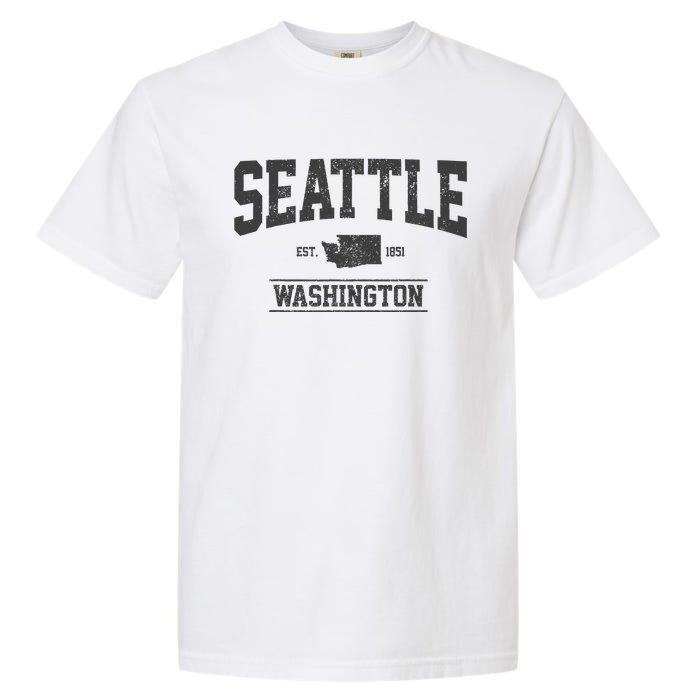 Seattle Washington Est. 1851 State Map Souvenir Gift Garment-Dyed Heavyweight T-Shirt