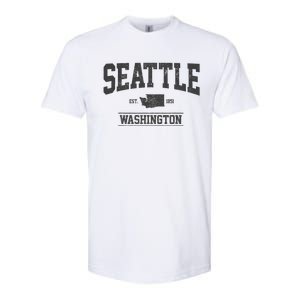 Seattle Washington Est. 1851 State Map Souvenir Gift Softstyle CVC T-Shirt