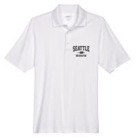 Seattle Washington Est. 1851 State Map Souvenir Gift Men's Origin Performance Pique Polo