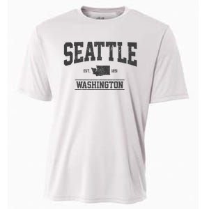 Seattle Washington Est. 1851 State Map Souvenir Gift Cooling Performance Crew T-Shirt