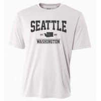 Seattle Washington Est. 1851 State Map Souvenir Gift Cooling Performance Crew T-Shirt