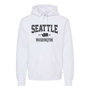 Seattle Washington Est. 1851 State Map Souvenir Gift Premium Hoodie