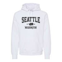 Seattle Washington Est. 1851 State Map Souvenir Gift Premium Hoodie