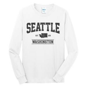 Seattle Washington Est. 1851 State Map Souvenir Gift Tall Long Sleeve T-Shirt