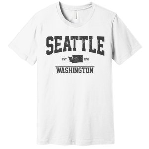 Seattle Washington Est. 1851 State Map Souvenir Gift Premium T-Shirt