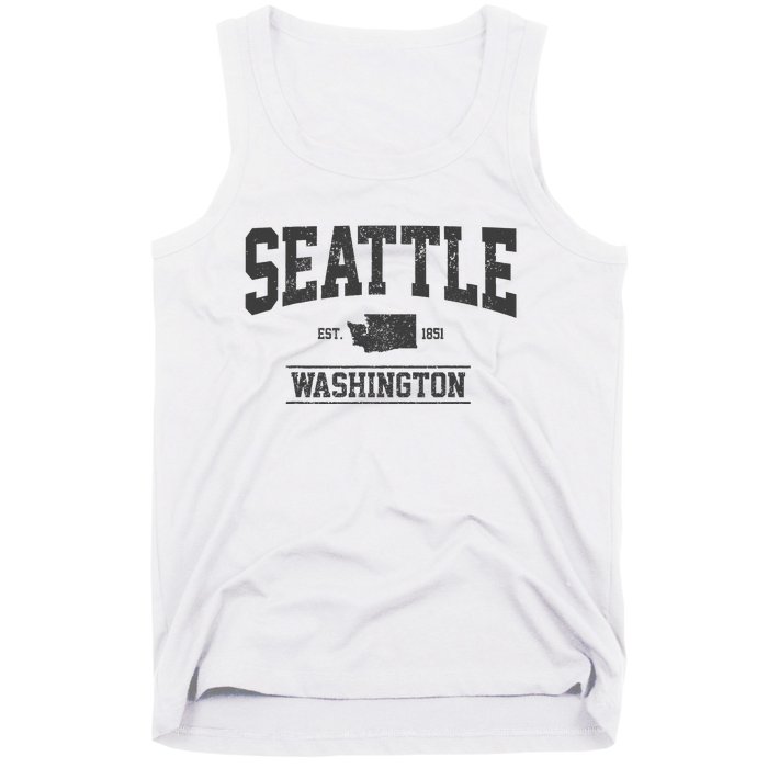 Seattle Washington Est. 1851 State Map Souvenir Gift Tank Top