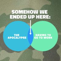 Somehow We Ended Up Here Between Apocalypse & Having To Work Legacy Tie Dye Trucker Hat
