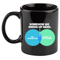 Somehow We Ended Up Here Between Apocalypse & Having To Work 11oz C Handle Ceramic Mug