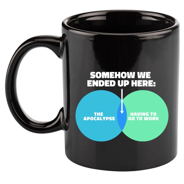 Somehow We Ended Up Here Between Apocalypse & Having To Work 11oz C Handle Ceramic Mug