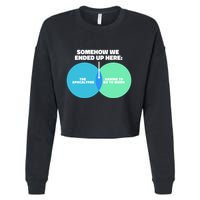 Somehow We Ended Up Here Between Apocalypse & Having To Work Cropped Pullover Crew