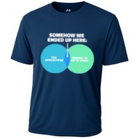 Somehow We Ended Up Here Between Apocalypse & Having To Work Performance Shirt
