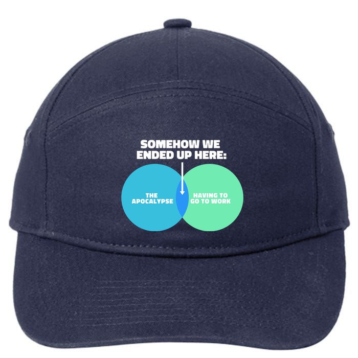 Somehow We Ended Up Here Between Apocalypse & Having To Work 7-Panel Snapback Hat