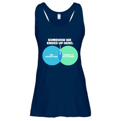 Somehow We Ended Up Here Between Apocalypse & Having To Work Ladies Essential Flowy Tank