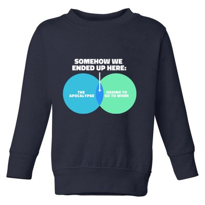Somehow We Ended Up Here Between Apocalypse & Having To Work Toddler Sweatshirt