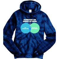 Somehow We Ended Up Here Between Apocalypse & Having To Work Tie Dye Hoodie