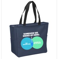 Somehow We Ended Up Here Between Apocalypse & Having To Work Zip Tote Bag