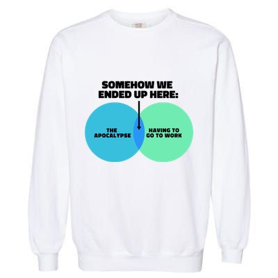 Somehow We Ended Up Here Between Apocalypse & Having To Work Garment-Dyed Sweatshirt