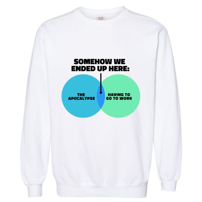 Somehow We Ended Up Here Between Apocalypse & Having To Work Garment-Dyed Sweatshirt