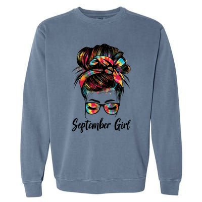 September Wink Eye Face Was Born In September Tie Dye Gift Garment-Dyed Sweatshirt