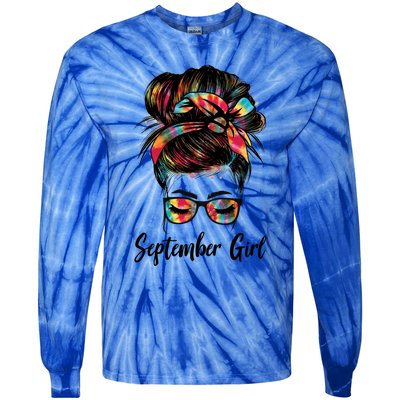 September Wink Eye Face Was Born In September Tie Dye Gift Tie-Dye Long Sleeve Shirt