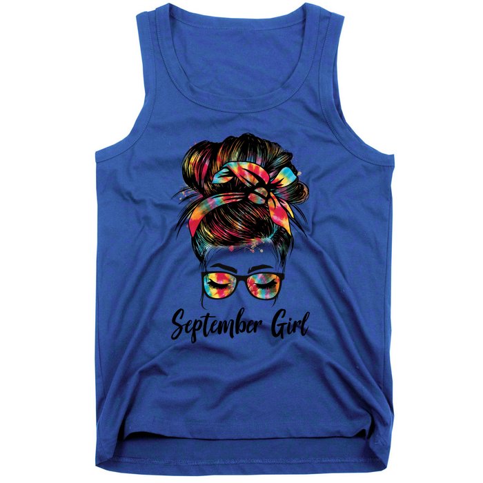 September Wink Eye Face Was Born In September Tie Dye Gift Tank Top