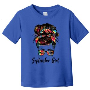 September Wink Eye Face Was Born In September Tie Dye Gift Toddler T-Shirt