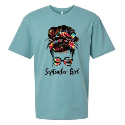 September Wink Eye Face Was Born In September Tie Dye Gift Sueded Cloud Jersey T-Shirt