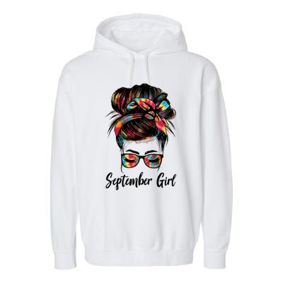 September Wink Eye Face Was Born In September Tie Dye Gift Garment-Dyed Fleece Hoodie