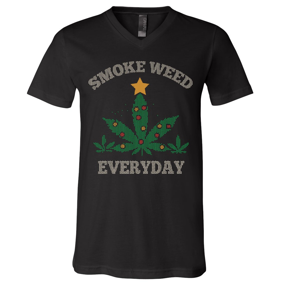 Smoke Weed Everyday Christmas Cannabis Weed V-Neck T-Shirt