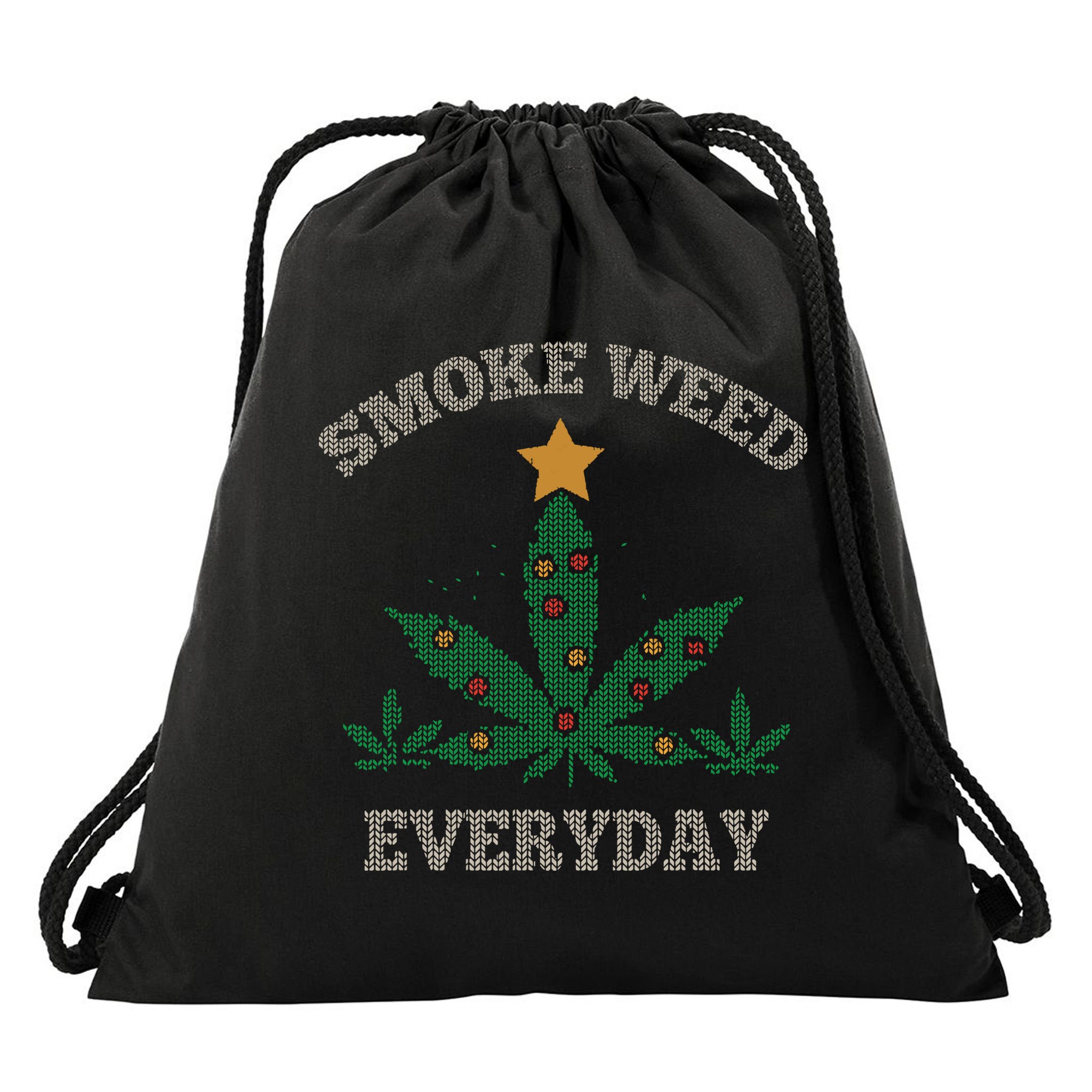 Smoke Weed Everyday Christmas Cannabis Weed Drawstring Bag