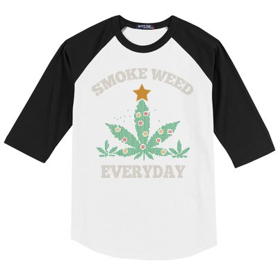 Smoke Weed Everyday Christmas Cannabis Weed Baseball Sleeve Shirt