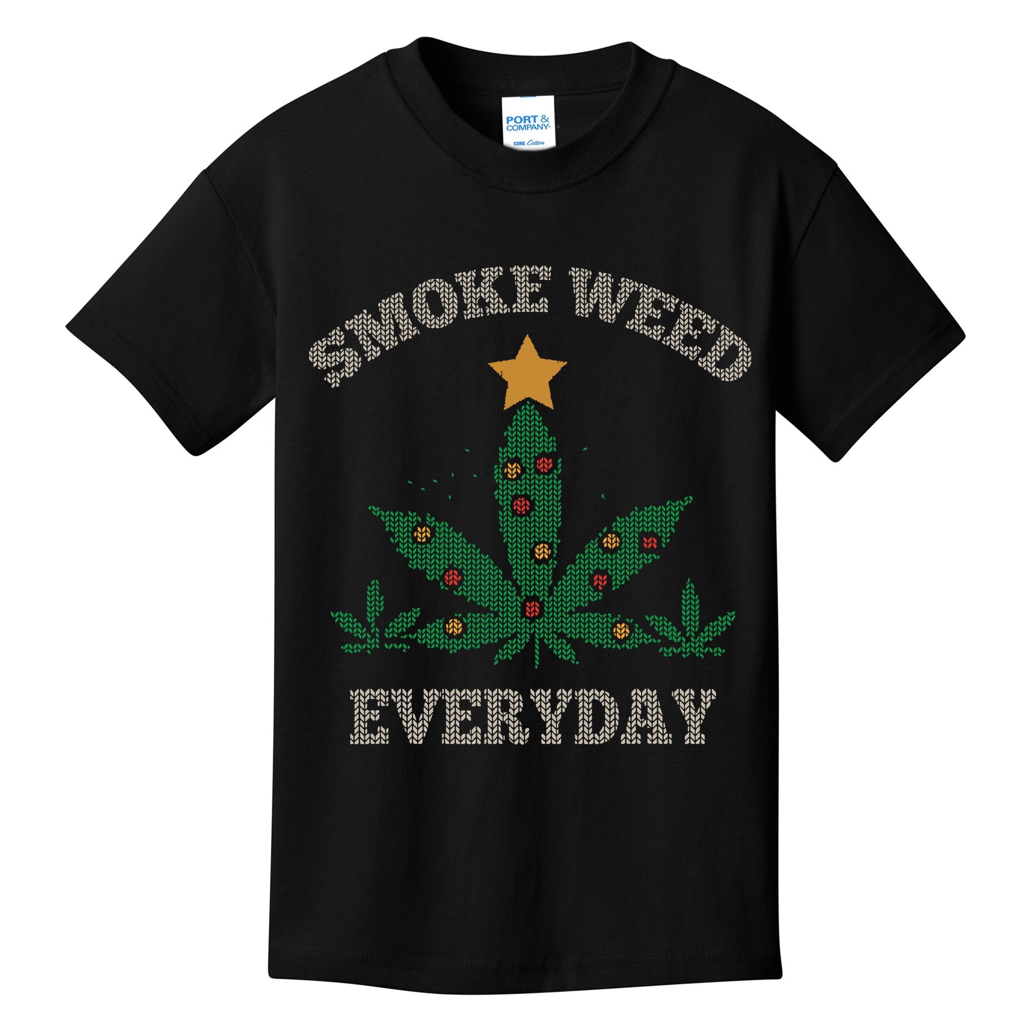 Smoke Weed Everyday Christmas Cannabis Weed Kids T-Shirt