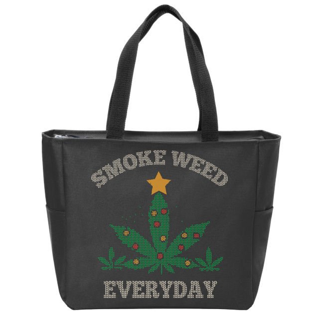 Smoke Weed Everyday Christmas Cannabis Weed Zip Tote Bag