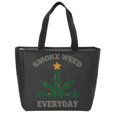 Smoke Weed Everyday Christmas Cannabis Weed Zip Tote Bag