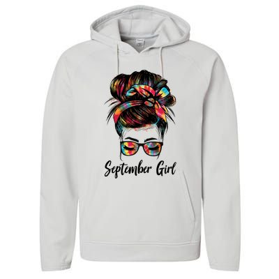 September Wink Eye Face Was Born In September Tie Dye Gift Performance Fleece Hoodie