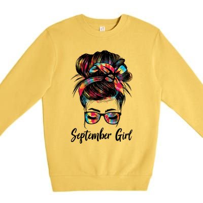 September Wink Eye Face Was Born In September Tie Dye Gift Premium Crewneck Sweatshirt