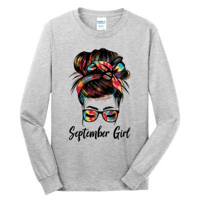 September Wink Eye Face Was Born In September Tie Dye Gift Tall Long Sleeve T-Shirt