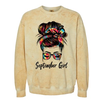 September Wink Eye Face Was Born In September Tie Dye Gift Colorblast Crewneck Sweatshirt