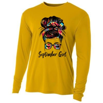 September Wink Eye Face Was Born In September Tie Dye Gift Cooling Performance Long Sleeve Crew