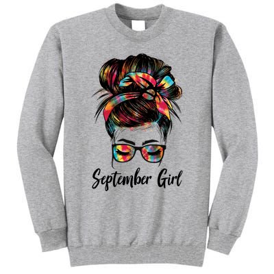 September Wink Eye Face Was Born In September Tie Dye Gift Tall Sweatshirt