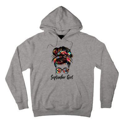 September Wink Eye Face Was Born In September Tie Dye Gift Tall Hoodie